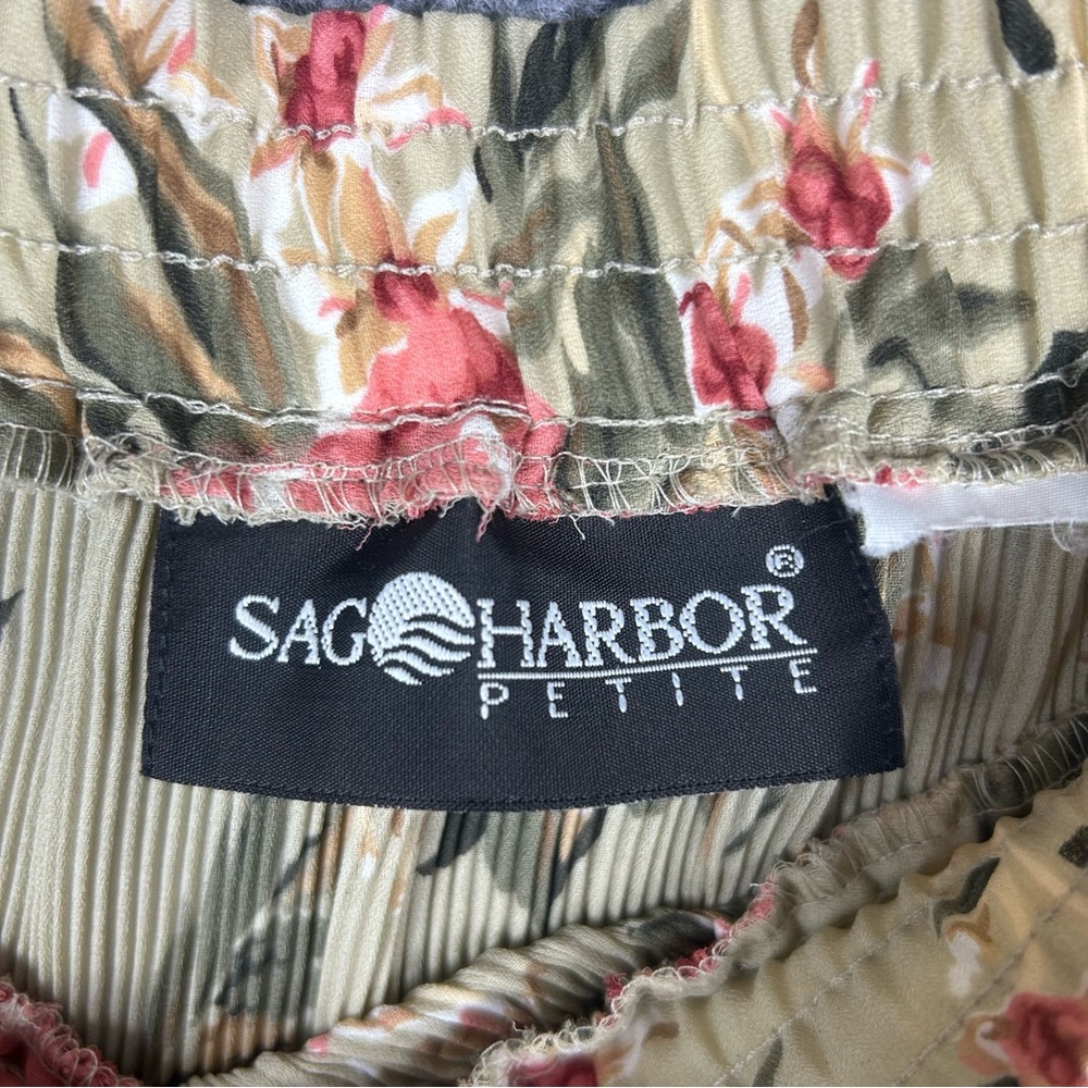 Sag Harbor Petite Vintage Floral Pleated Maxi Skirt Tan Pink - Picture 2 of 8